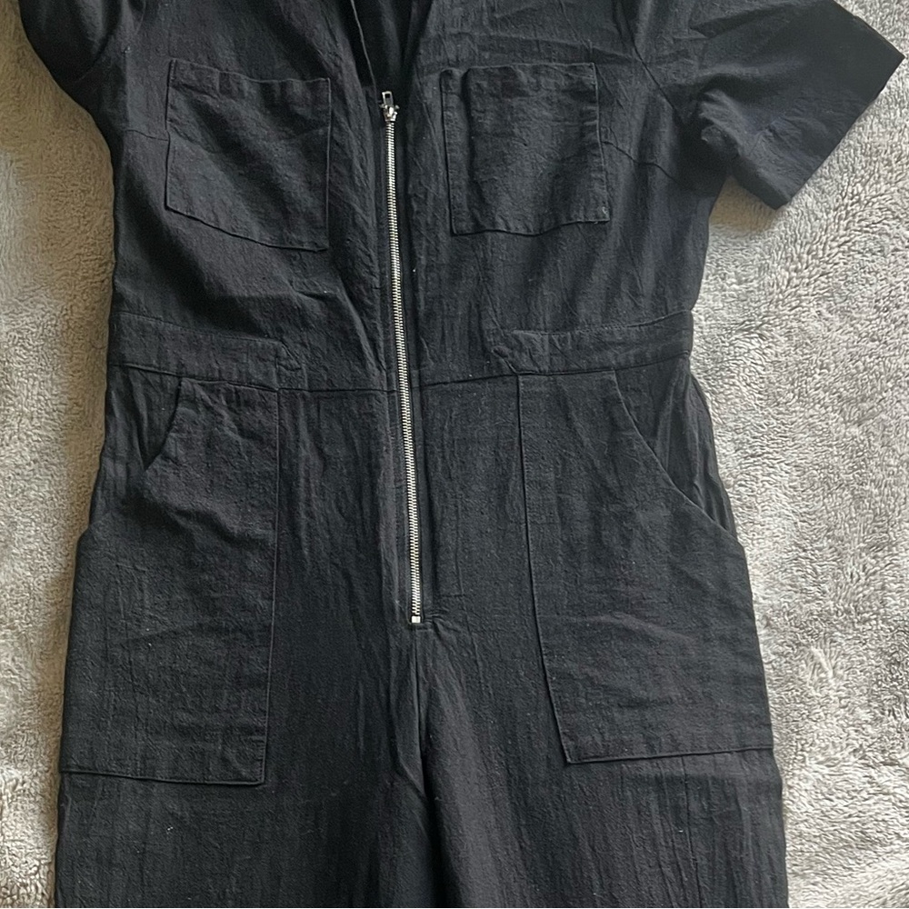 emory park Black Short-Sleeve Zip-Front Jumpsuit - Picture 5 of 6